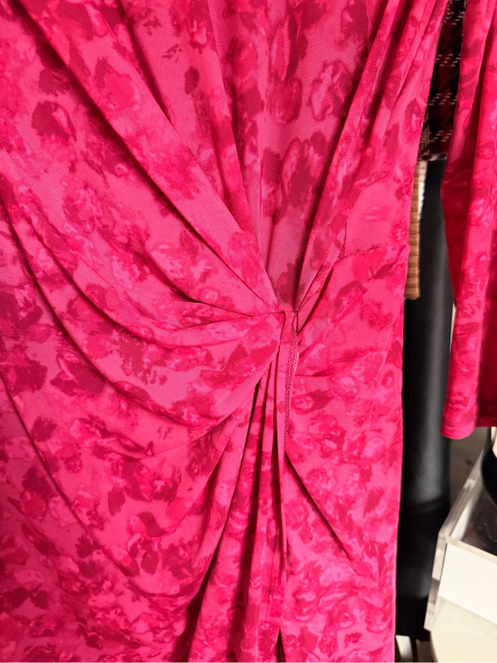 Halston Heritage Fuchsia Twist-Front Midi Dress - Picture 3 of 5